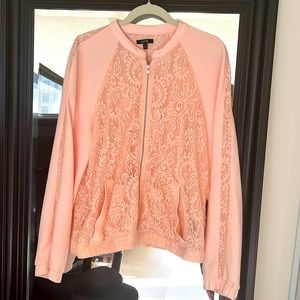 Light pink lace XL spring bomber jacket. Never worn.